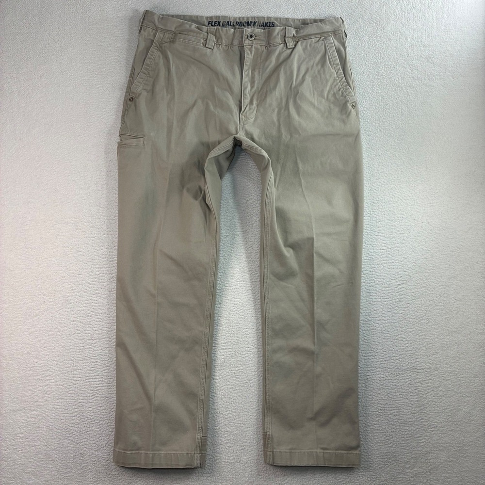 Duluth Trading Flex Ballroom Khakis Pants Men 36x30 Beige Standard Casual Chino